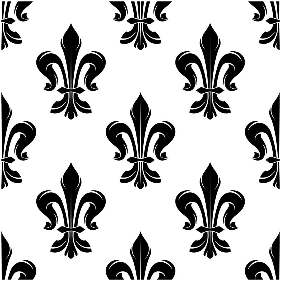 Black vintage fleur-de-lis seamless floral pattern vector