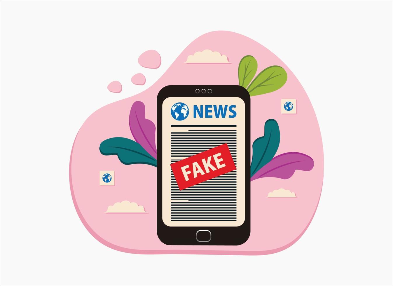 Fake news on handphone vector illustration