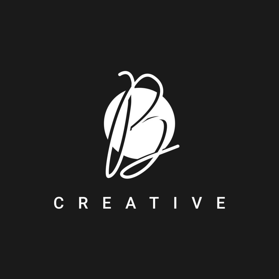 Monogram Letter B Logo Template With Handwritten Style, Minimalistic Logo Icon Symbol Vector Design in Black and White