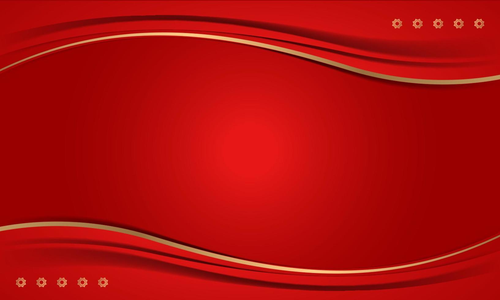 Luxury red layer background with gold line decoration wave vector