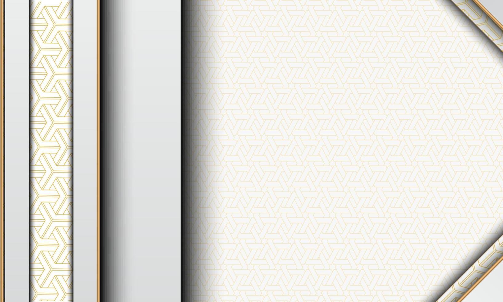 Abstract white background with gold textured patterns and lines vector