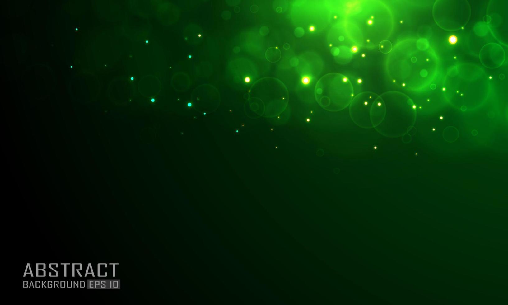 Green bokeh glowing particles blur abstract background vector