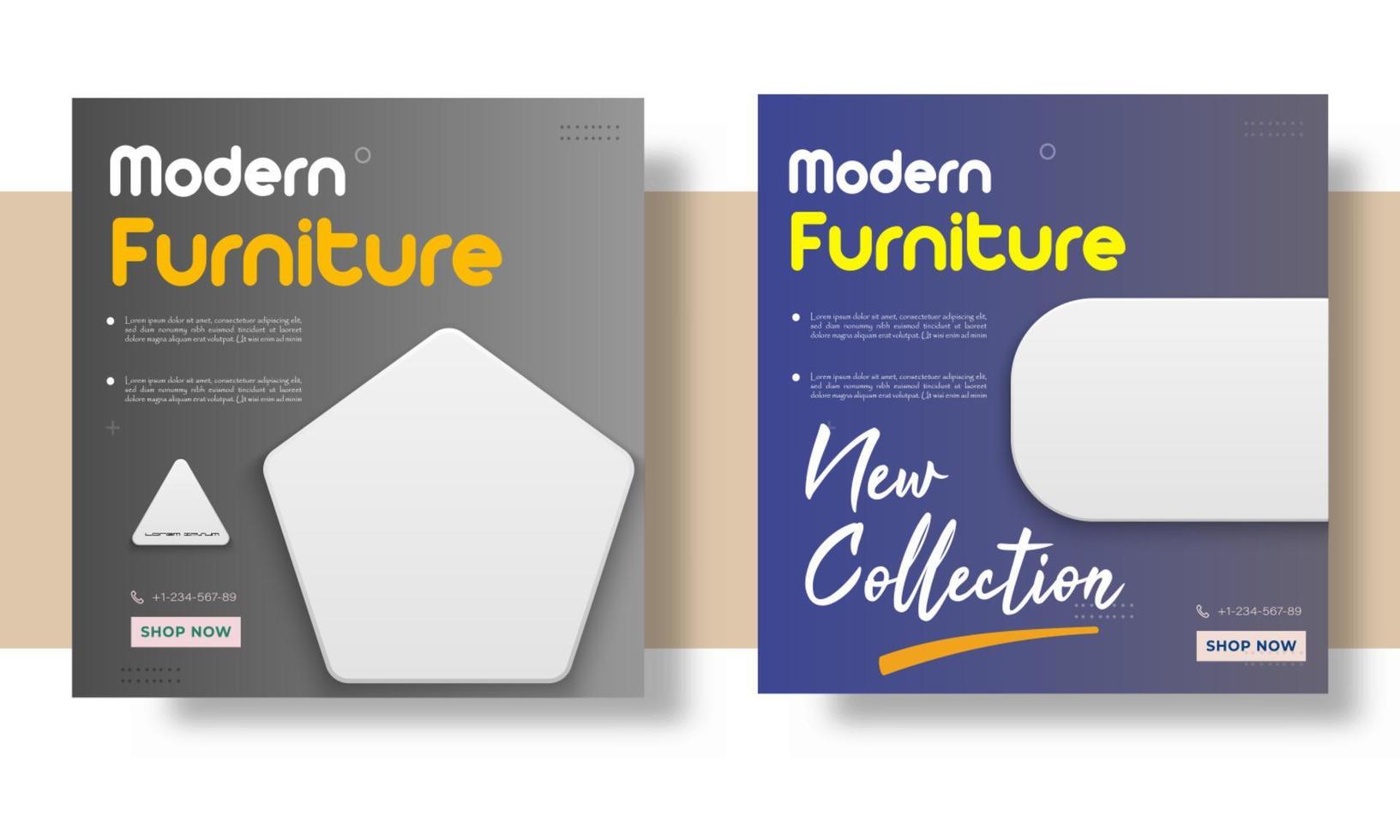 Modern furniture sale social media template vector