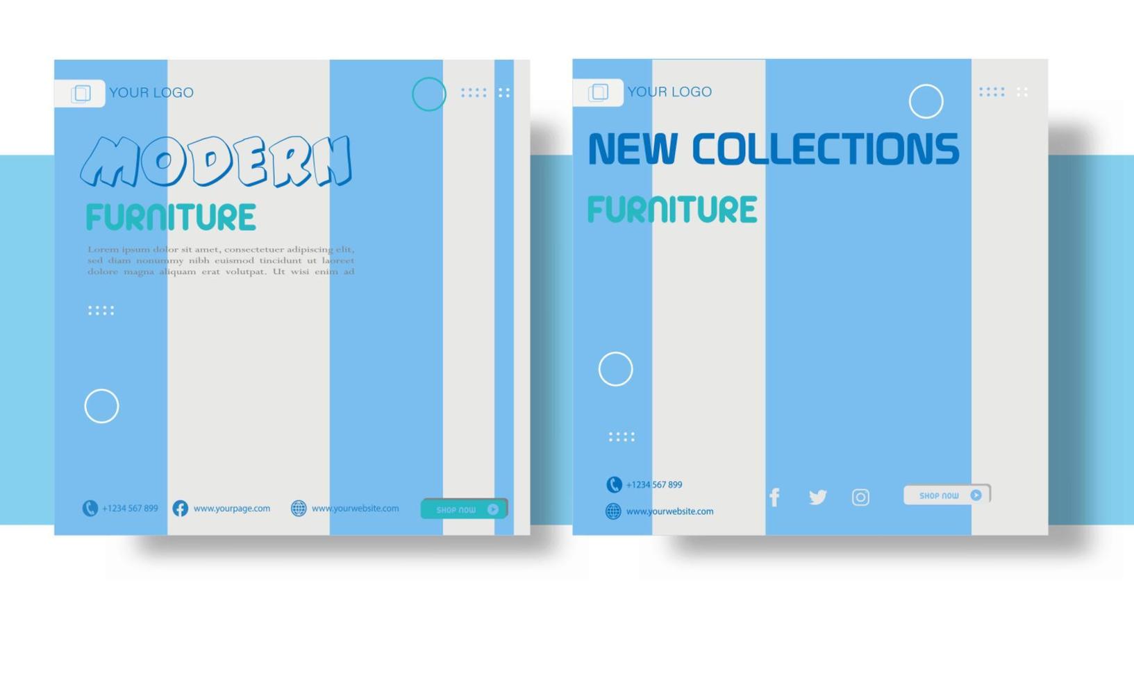 Modern furniture sale social media template vector
