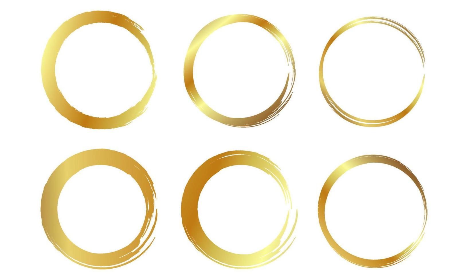 Gold circle ring set brush collection vector