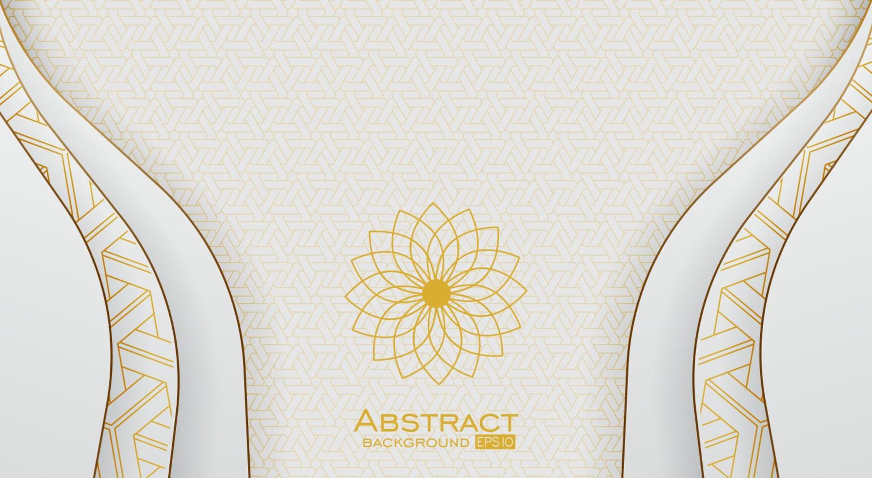Abstract white background with gold textured patterns and lines vector
