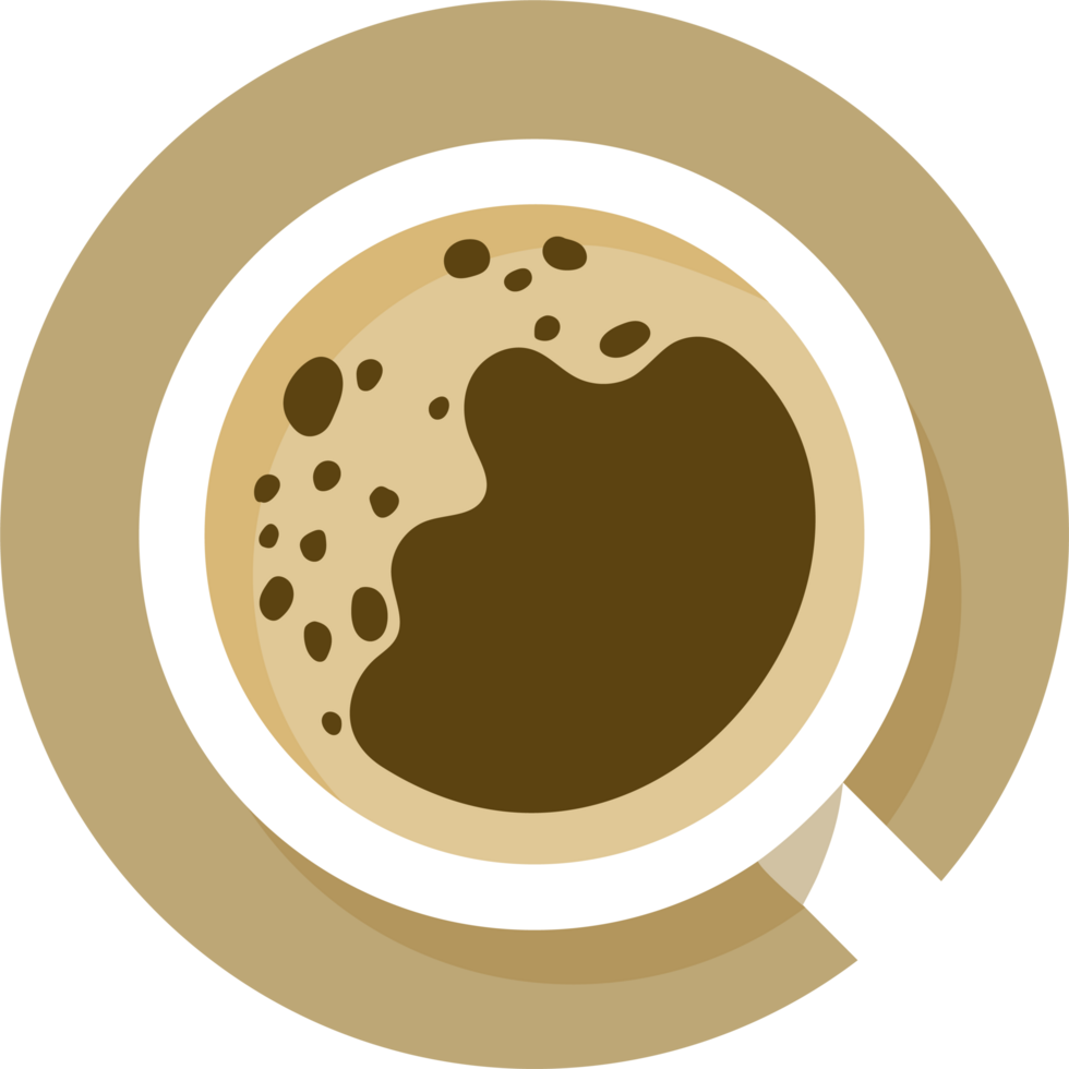 top view cup of coffee latte flat design png