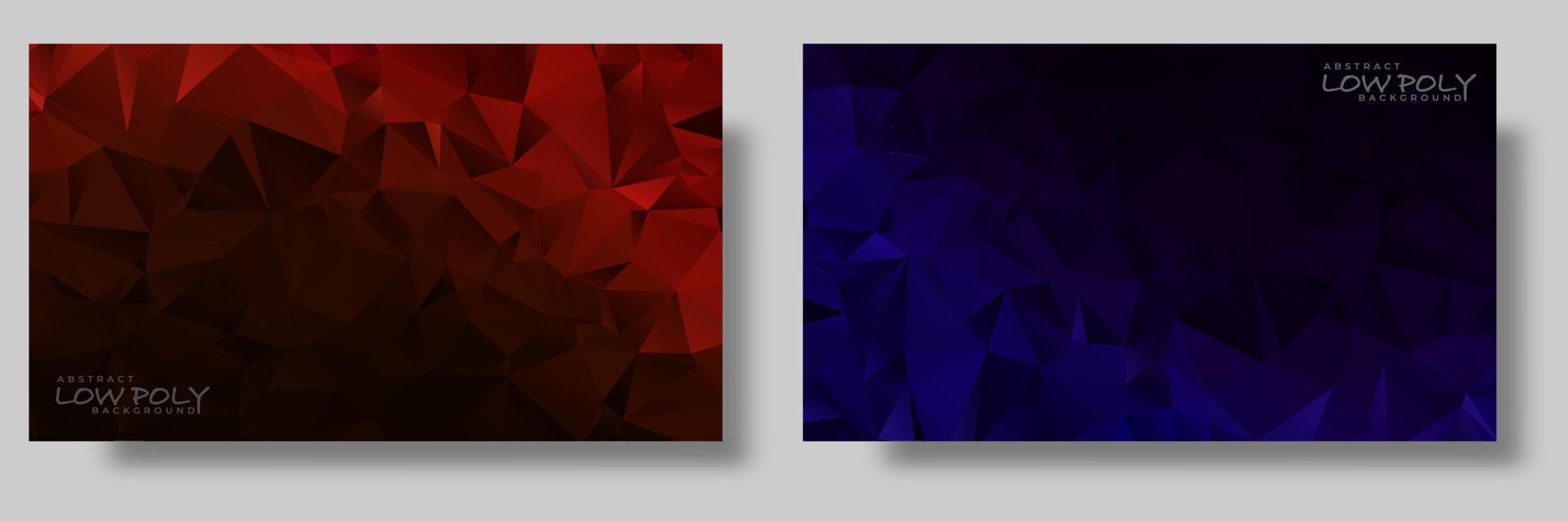 Low poly background in dark blue and red vector