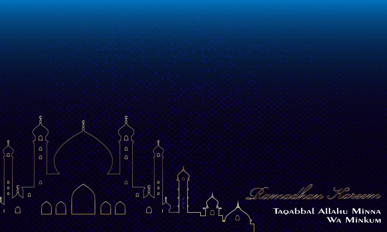 Islamic background with gold mosque on dark blue theme vector