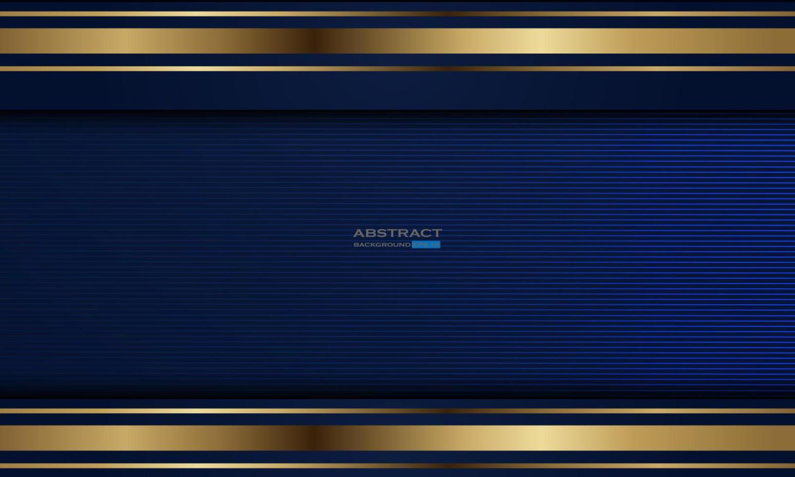 Luxury blue abstract background with golden lines and gradient shadow vector