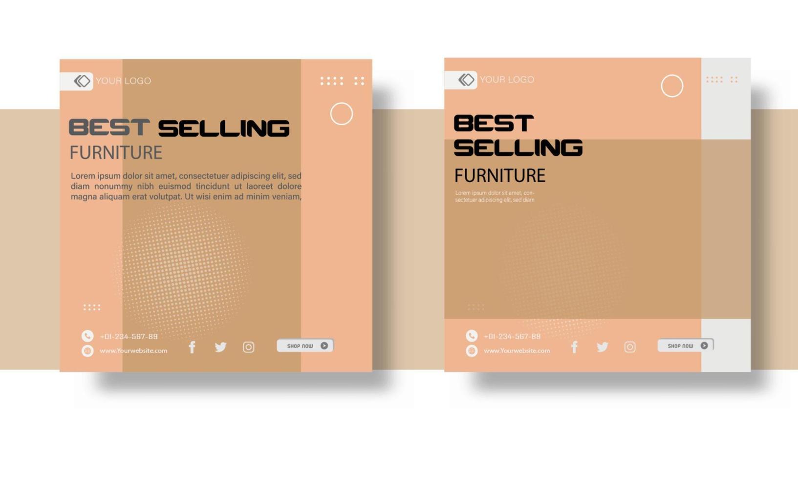 Modern furniture sale social media template vector