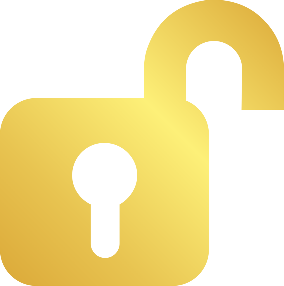 Gold Open Padlock Icon png