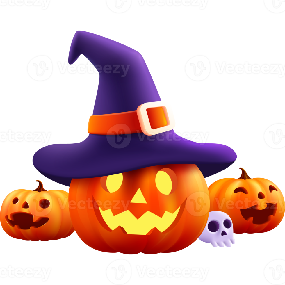 Halloween Pumpkin ghost with Wizard Hat png