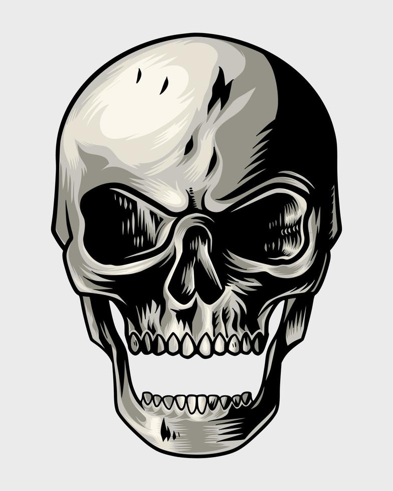 cool silver skull illustration details vector