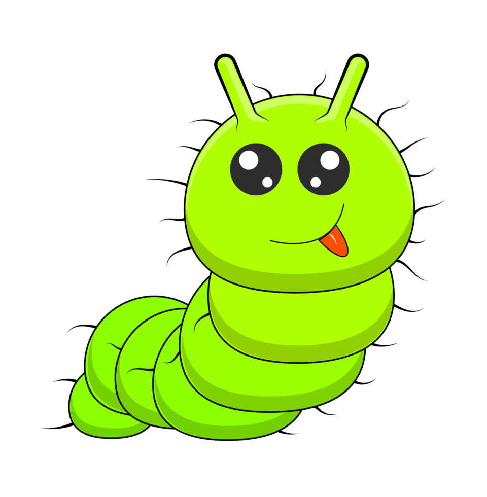 Free funny green caterpillar with emotional face smile. cartoon of  caterpillar 11947260 PNG with Transparent Background