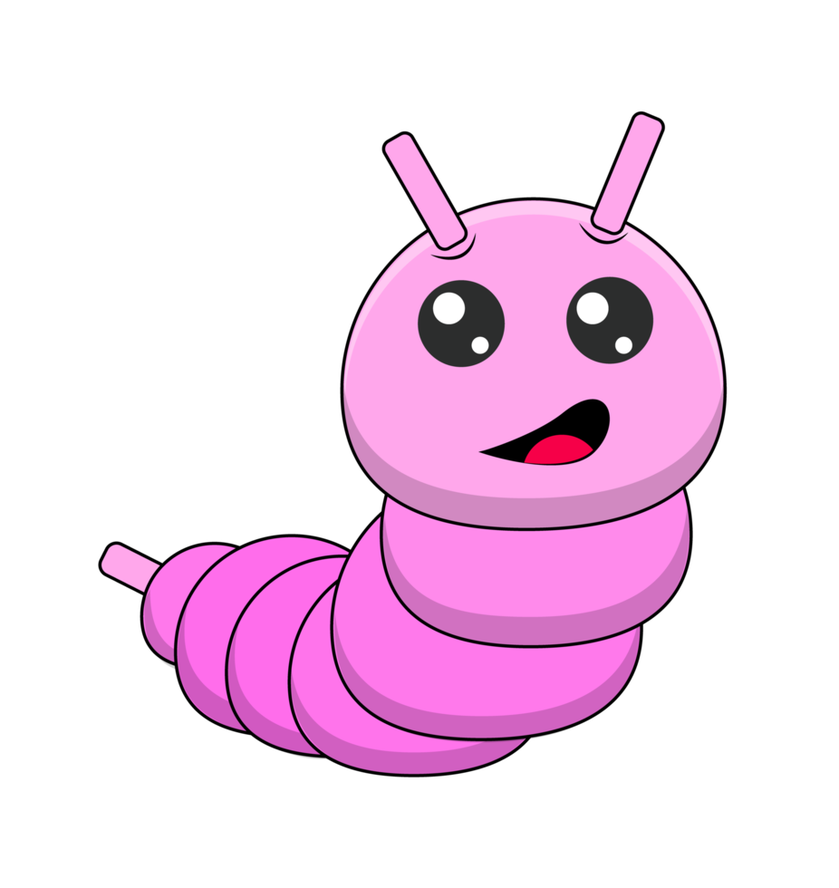 funny purple caterpillar with emotional face smile. cartoon of caterpillar png