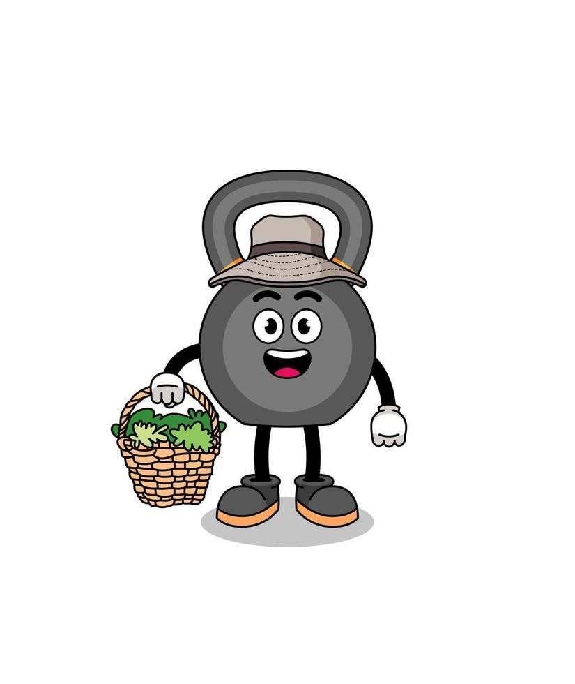 Character Illustration of kettlebell as a herbalist vector
