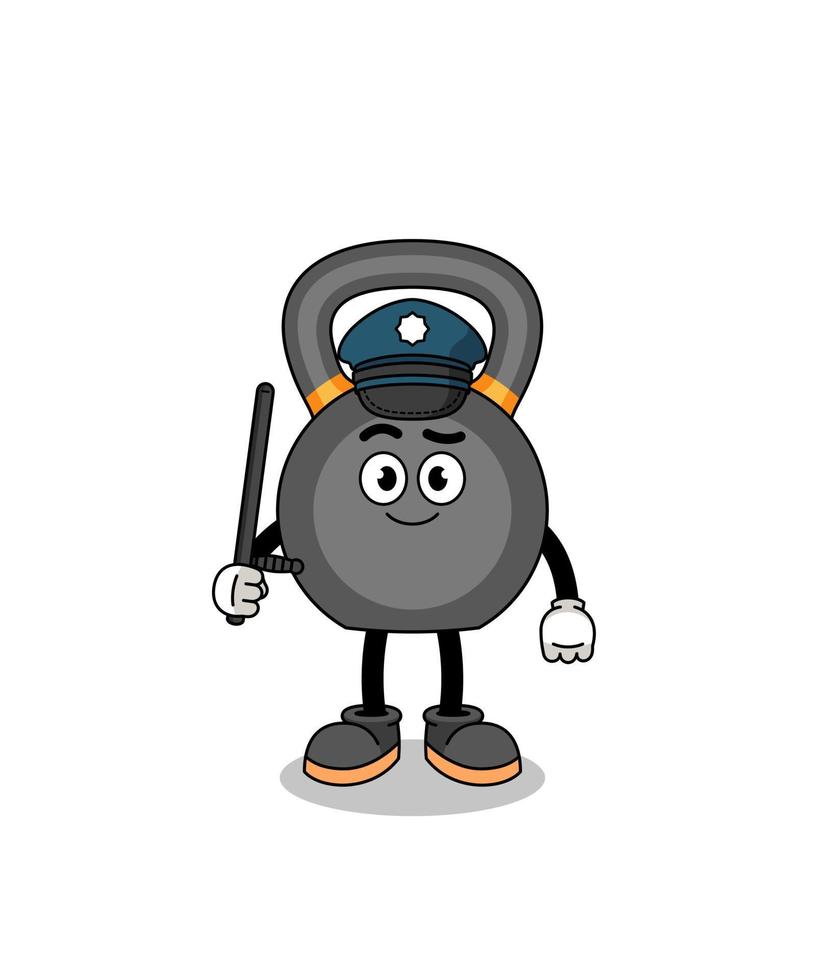 Cartoon Illustration of kettlebell police vector