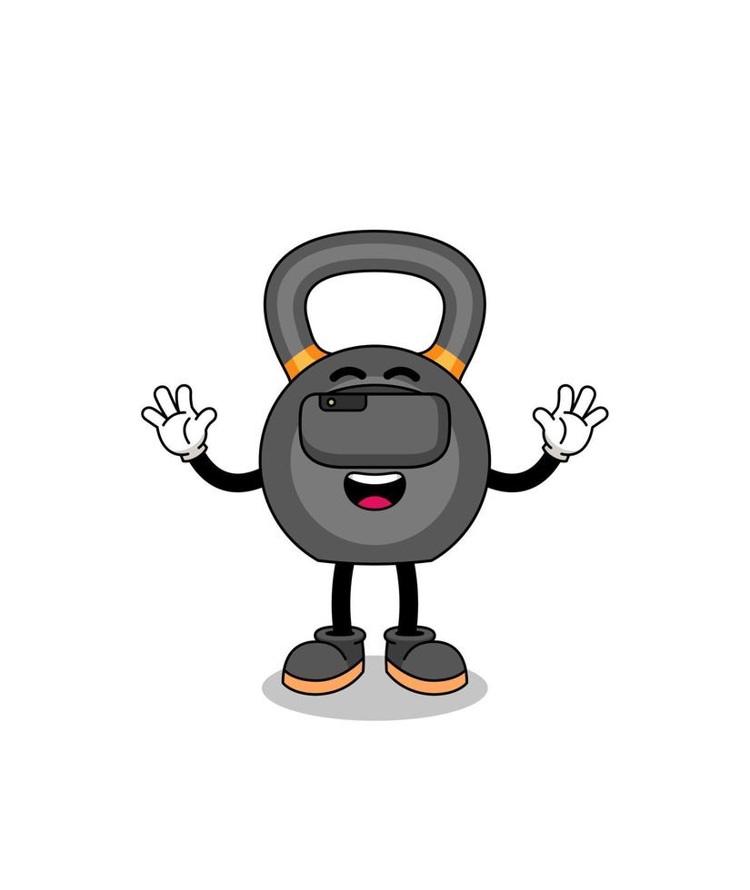Illustration of kettlebell with a vr headset vector