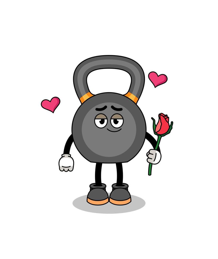 kettlebell mascot falling in love vector