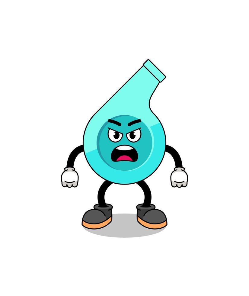 whistle cartoon illustration with angry expression vector