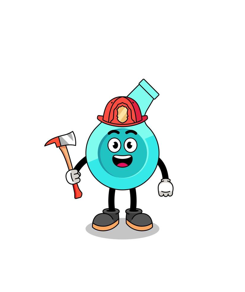 Cartoon mascot of whistle firefighter vector