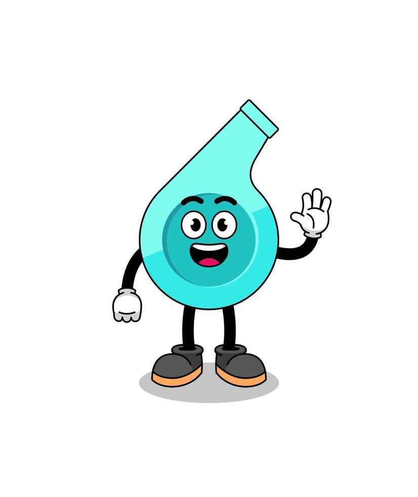 whistle cartoon doing wave hand gesture vector