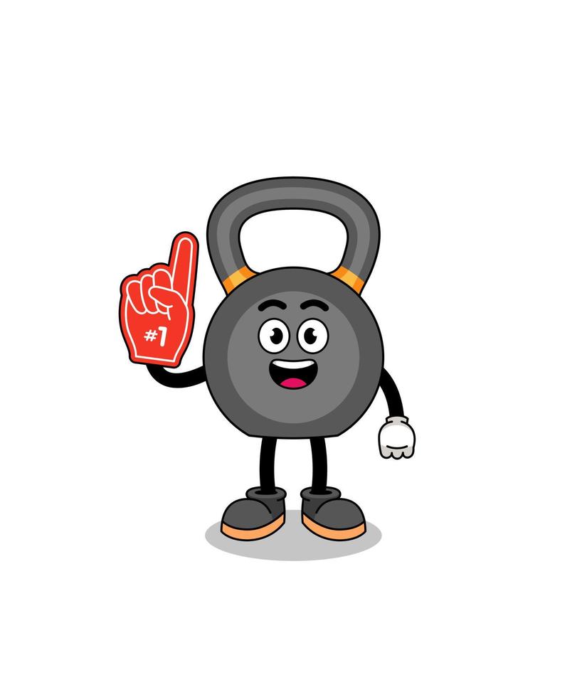 Cartoon mascot of kettlebell number 1 fans vector