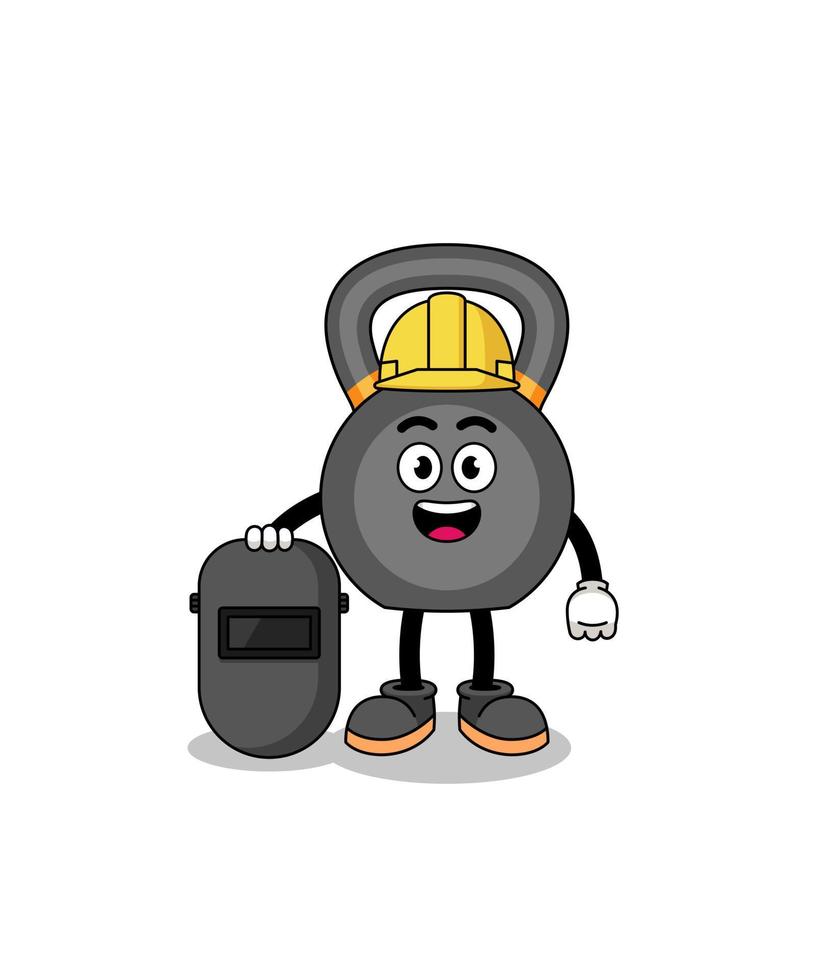 Mascot of kettlebell as a welder vector