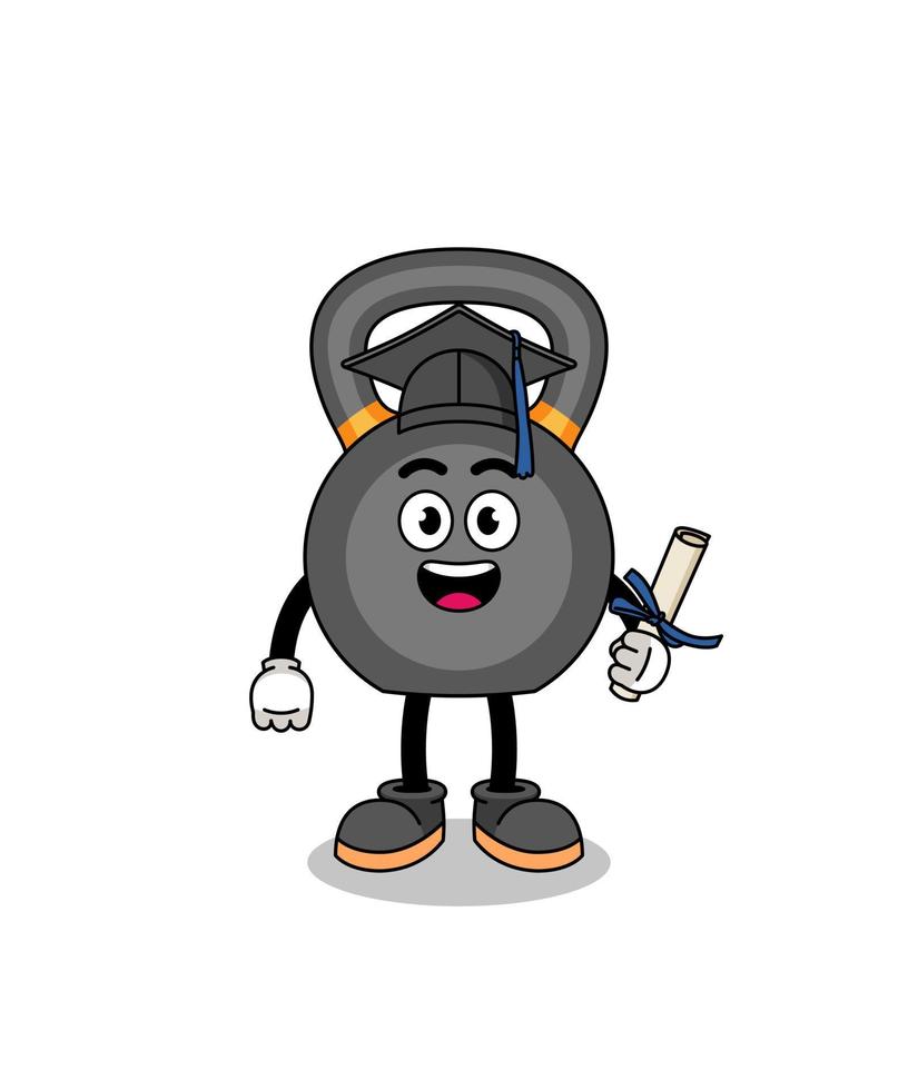 kettlebell mascot with graduation pose vector