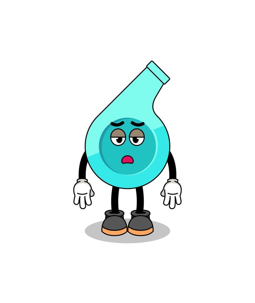 whistle cartoon with fatigue gesture vector