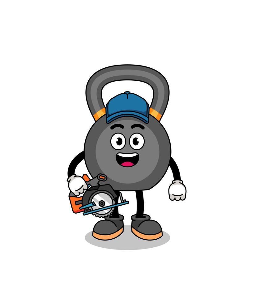 Cartoon Illustration of kettlebell as a woodworker vector