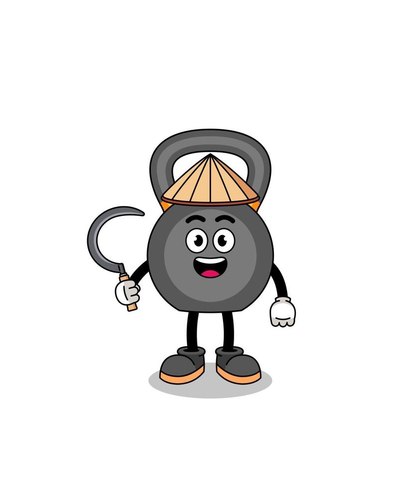 Illustration of kettlebell as an asian farmer vector