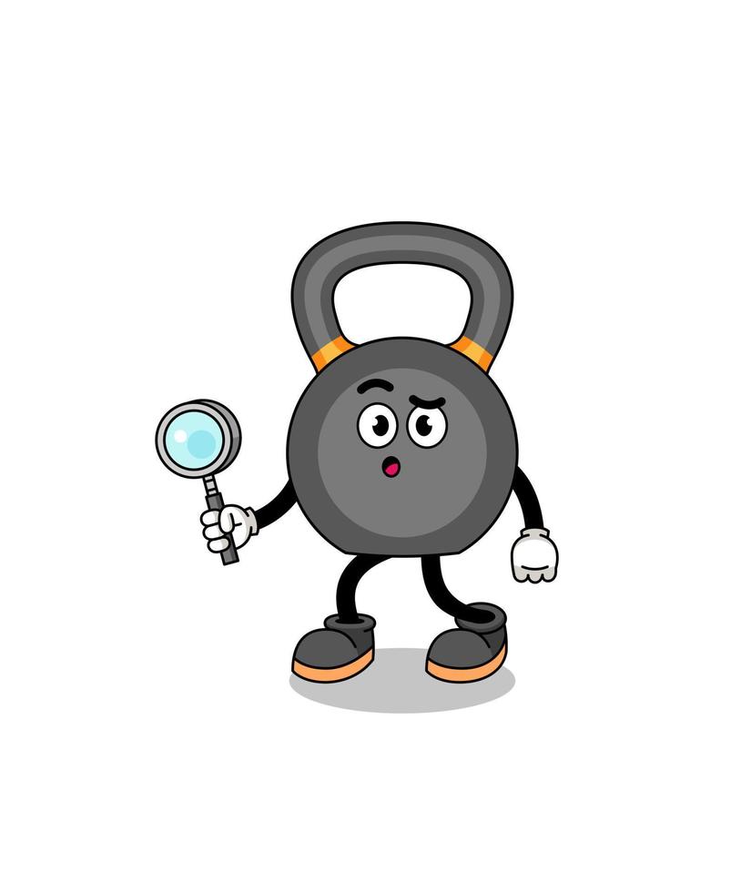 Mascot of kettlebell searching vector