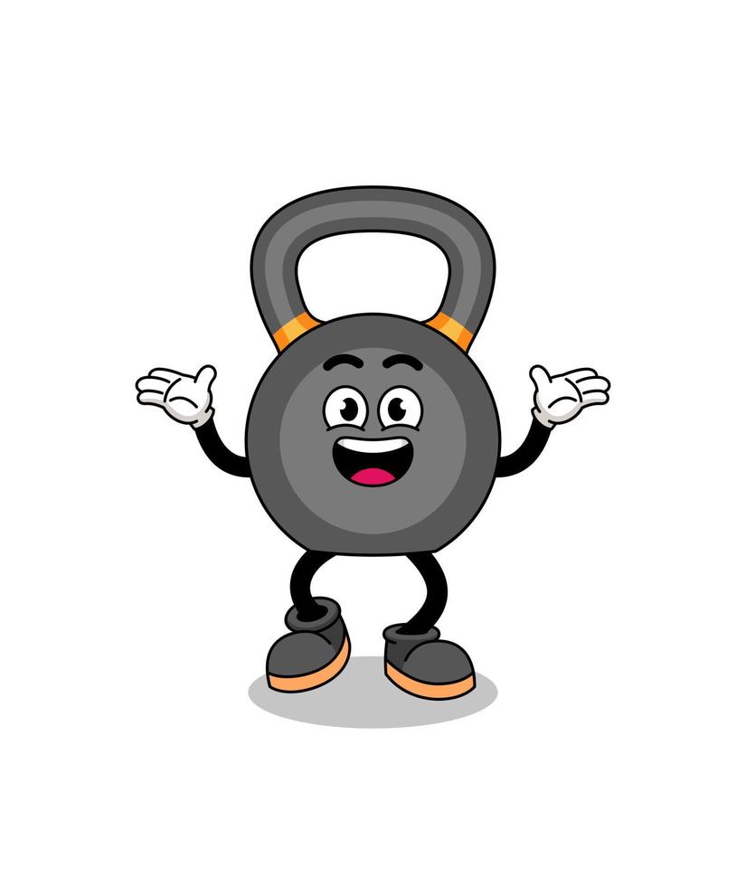 kettlebell cartoon searching with happy gesture vector