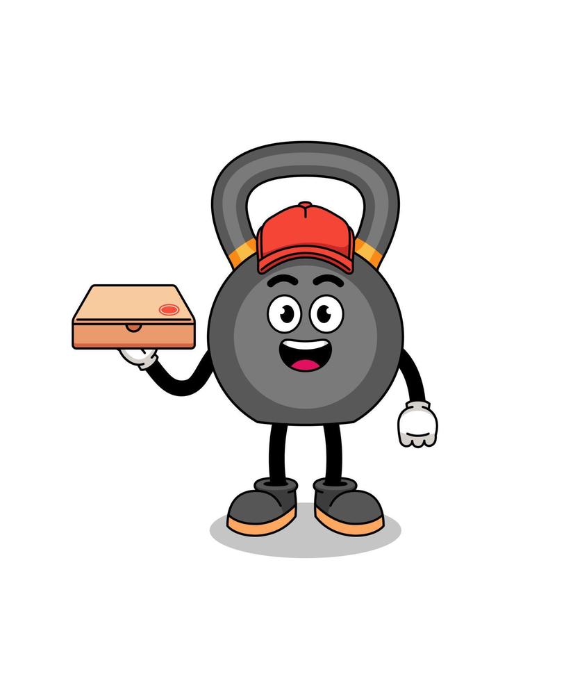 kettlebell illustration as a pizza deliveryman vector