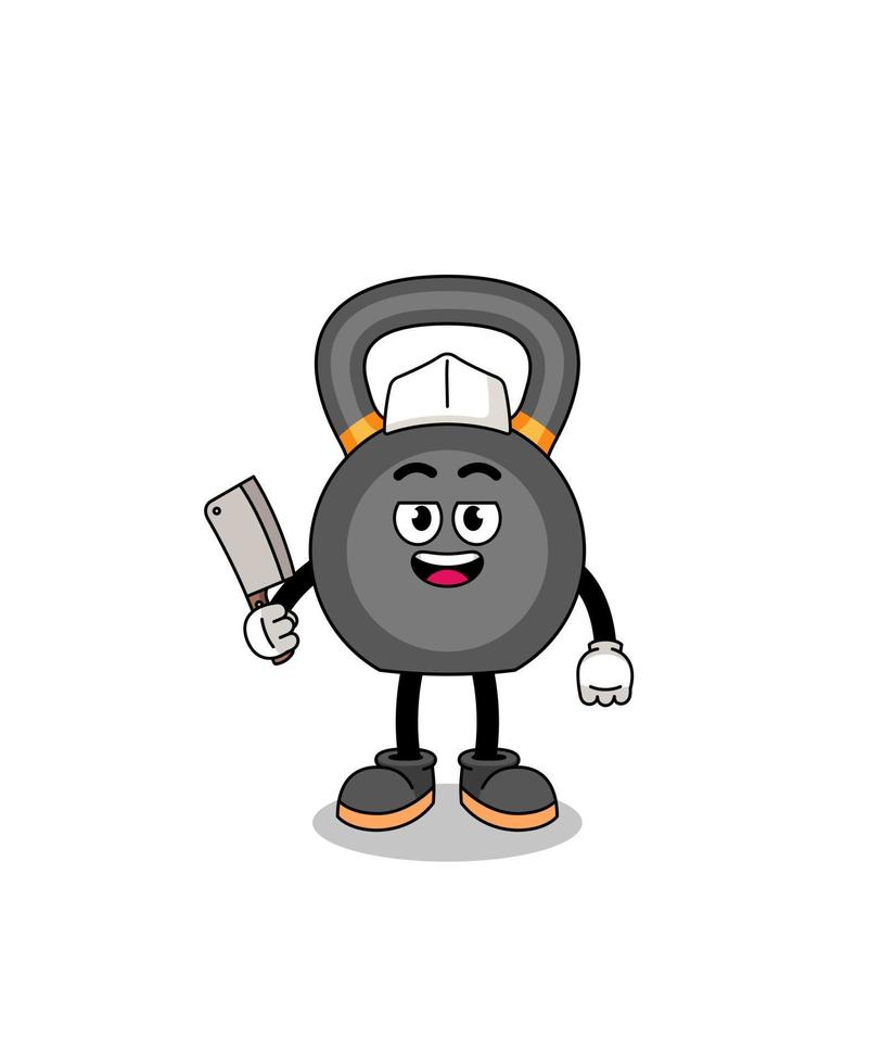 Mascot of kettlebell as a butcher vector