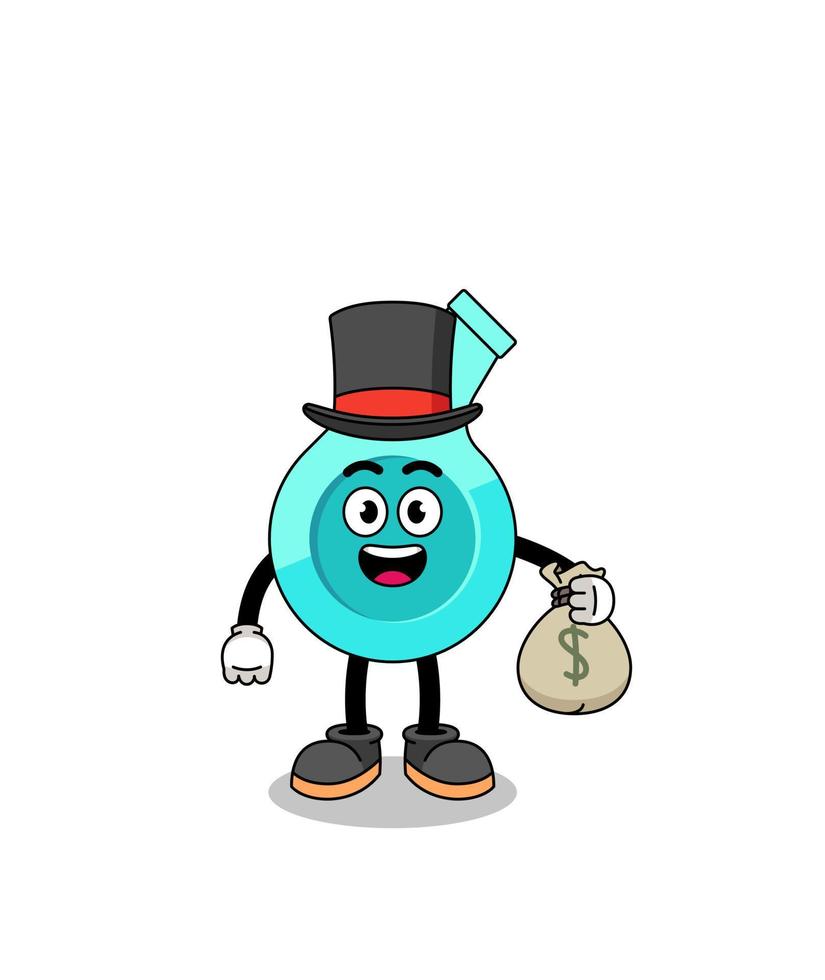 whistle mascot illustration rich man holding a money sack vector