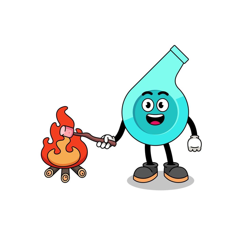 Illustration of whistle burning a marshmallow vector