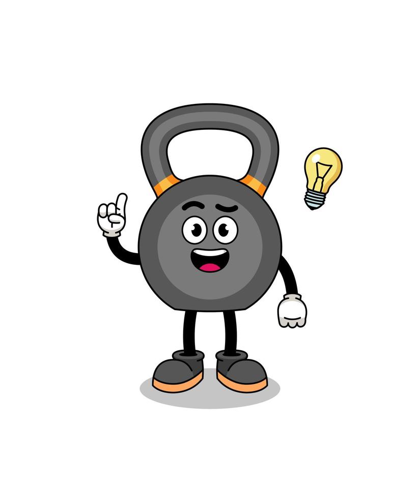 kettlebell cartoon with get an idea pose vector