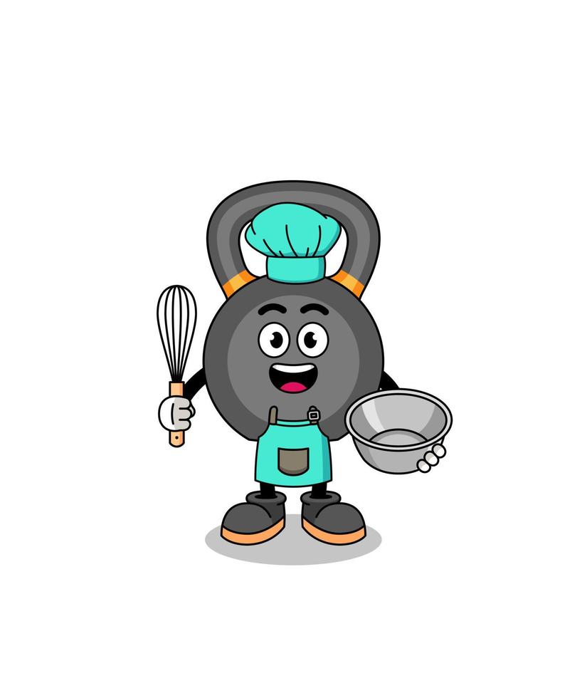 Illustration of kettlebell as a bakery chef vector