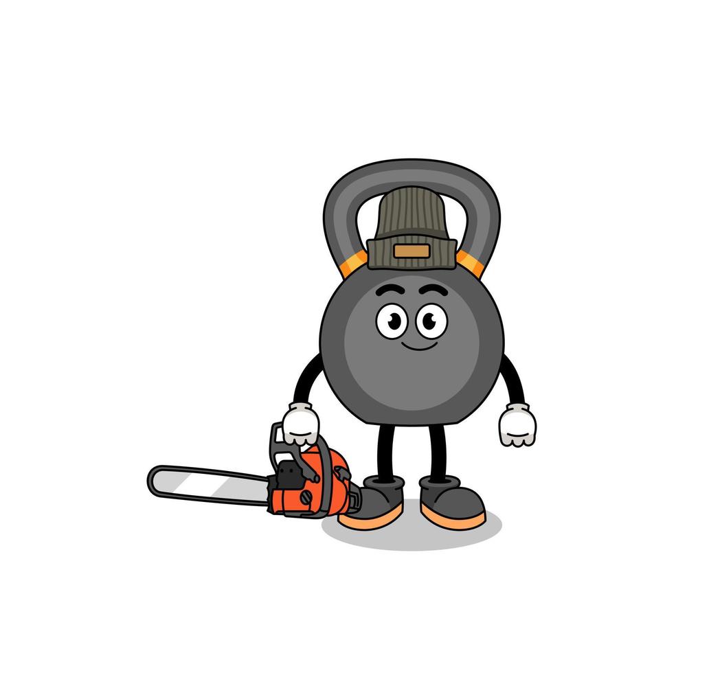 kettlebell illustration cartoon as a lumberjack vector