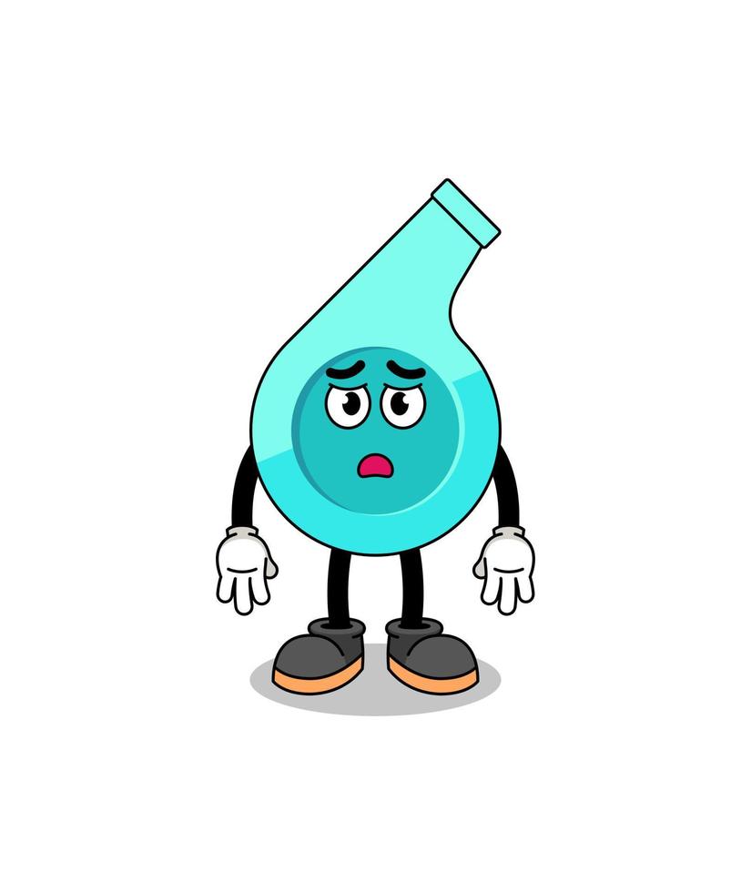 whistle cartoon illustration with sad face vector