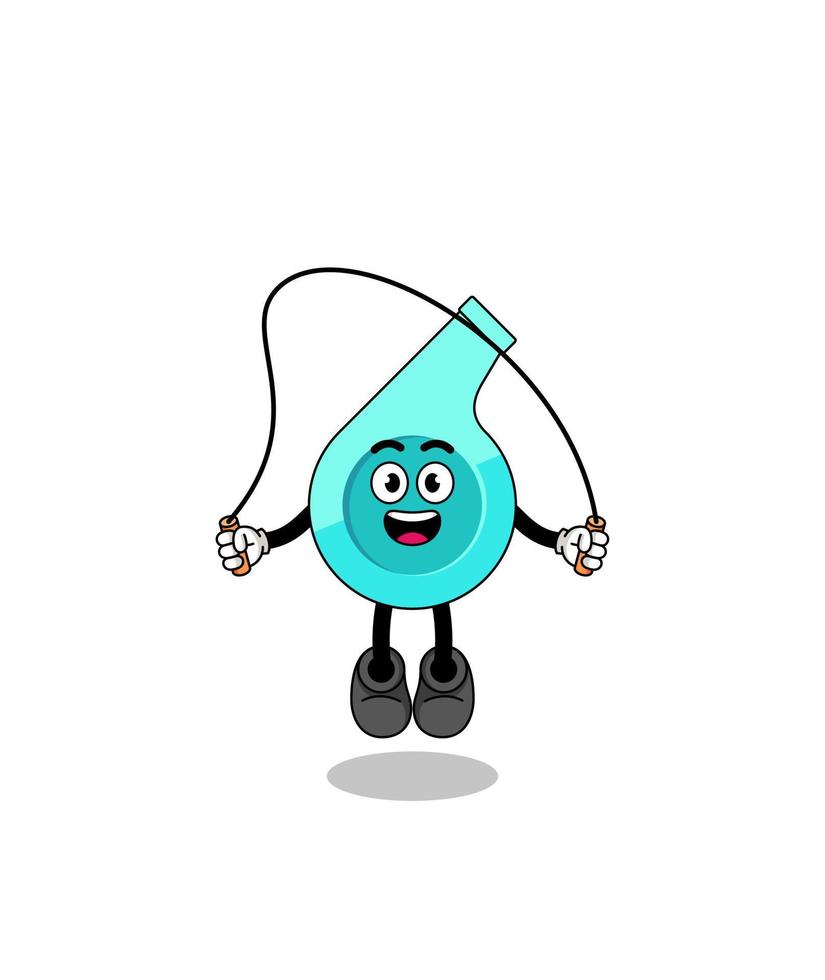 whistle mascot cartoon is playing skipping rope vector