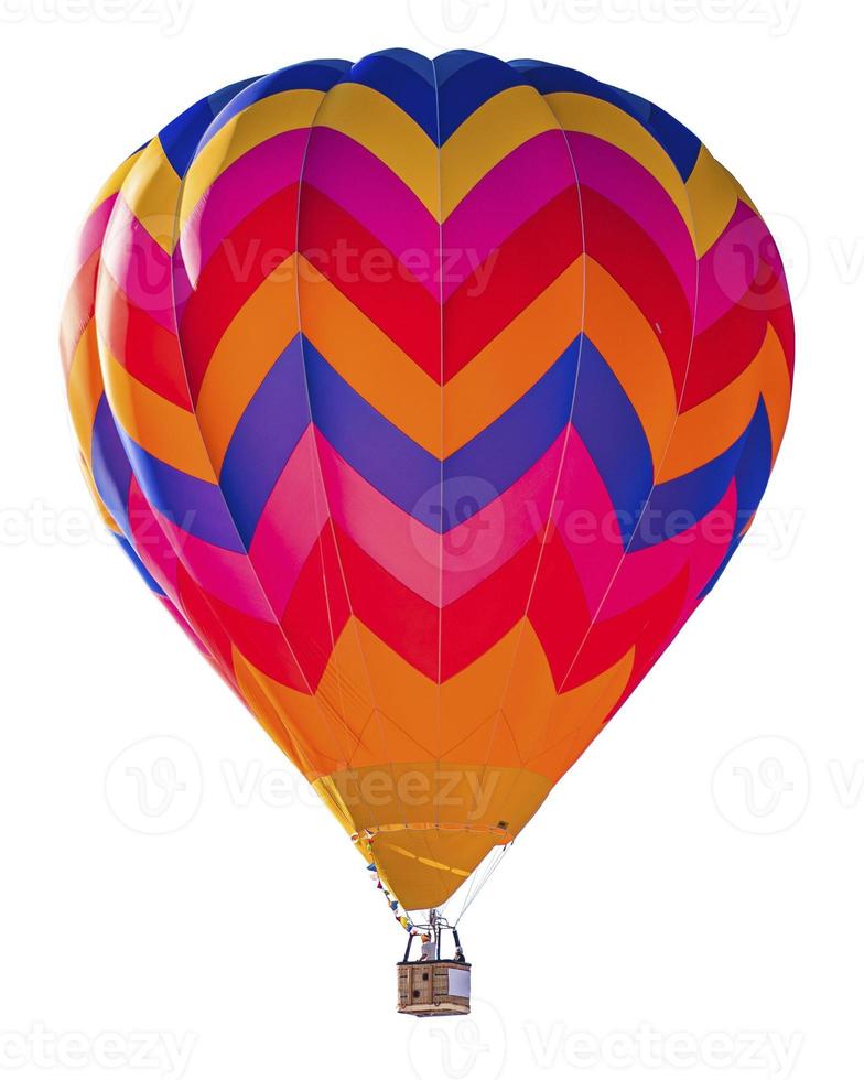 bright orange and blue hot air balloon isolated on white background for easy compositing photo