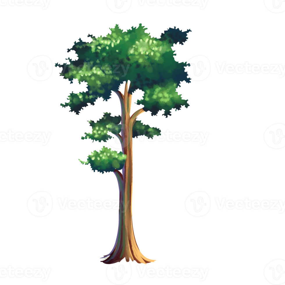 tree cartoon in painting style png