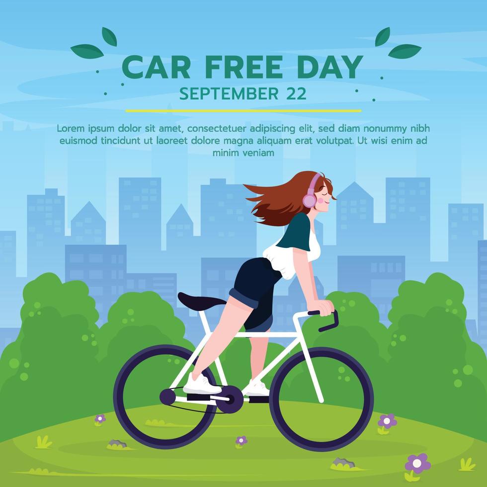 world car free day flat design character. car free day concept vector
