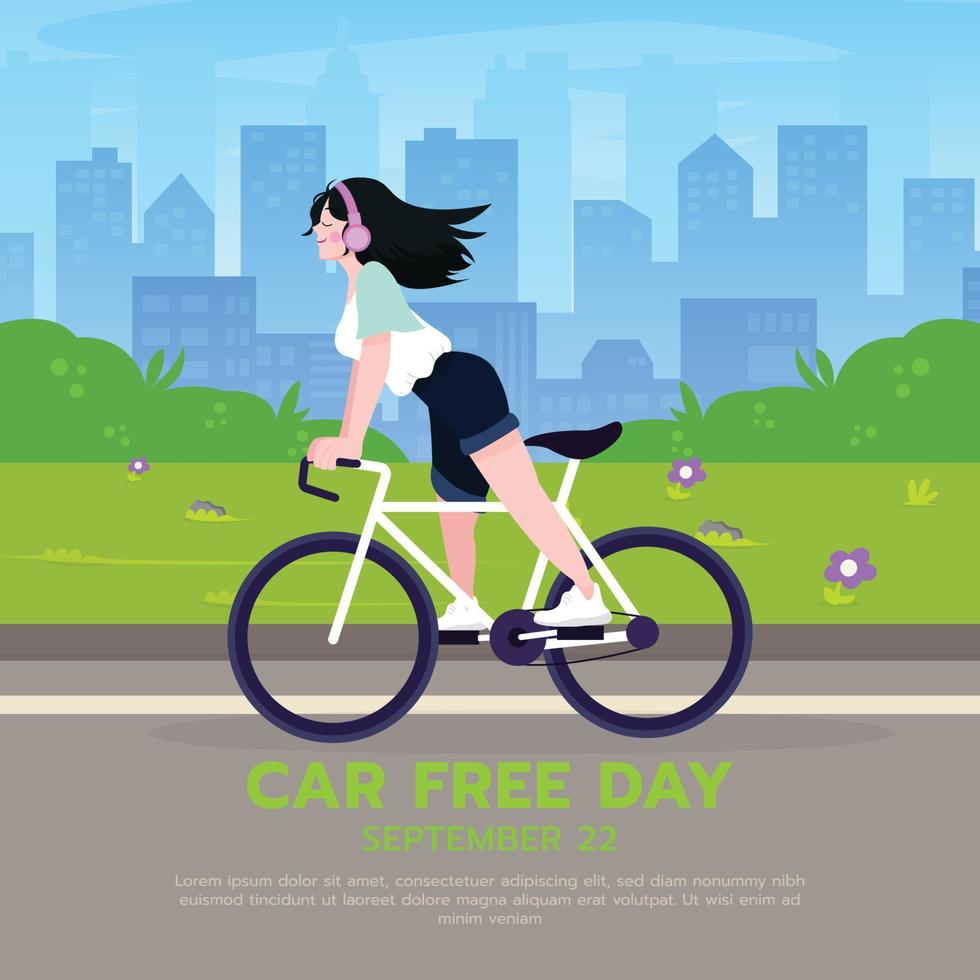 world car free day flat design character. car free day concept vector