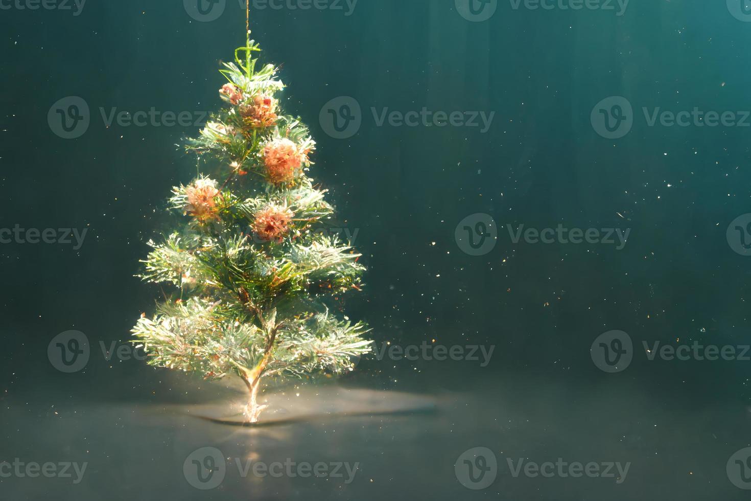 árbol de Navidad sobre fondo gris, arte generado por red neuronal foto