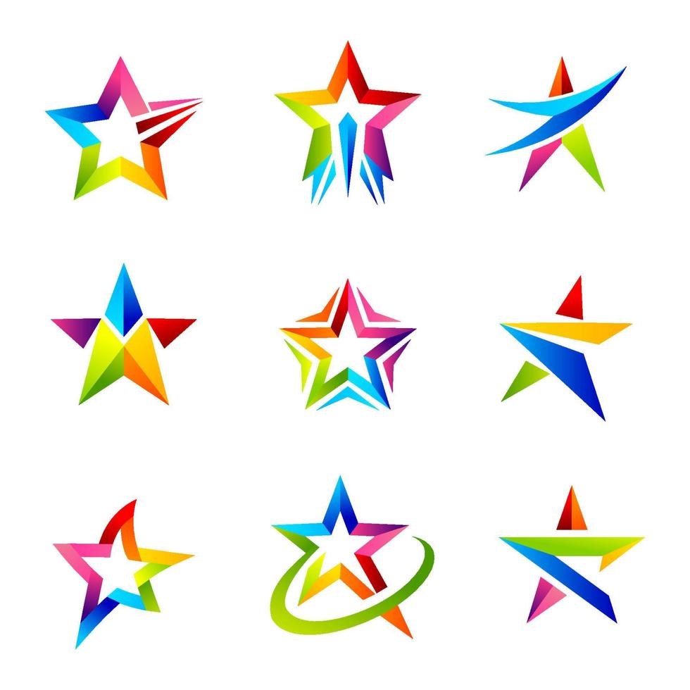 colección de logotipos coloridos de estrellas vector